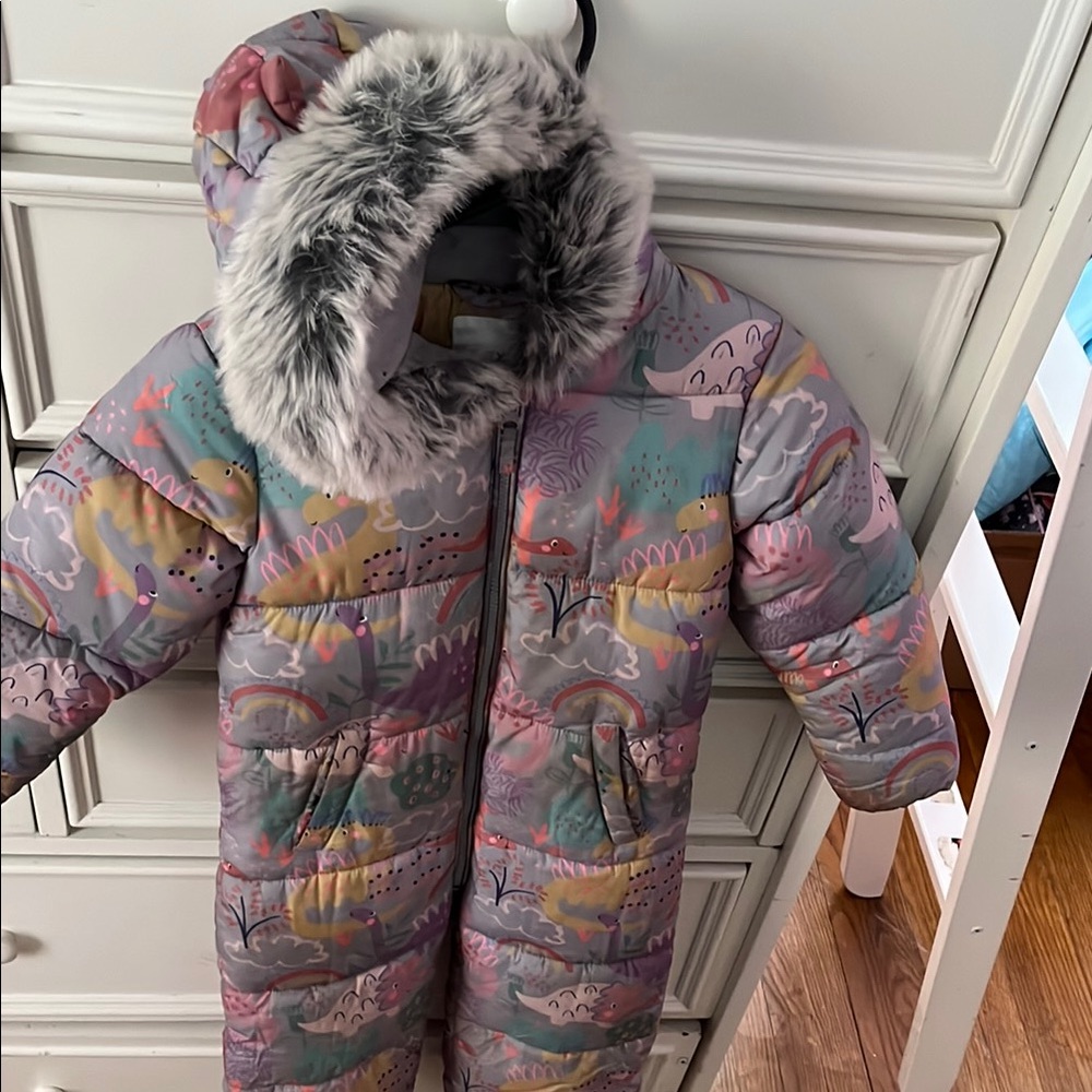 Nordstrom Kids Multicolor Puffer Full Body Snow Suit with Faux Fur Trim